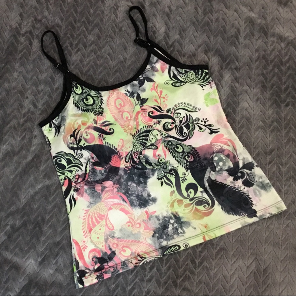 BCG Women's Black and Pink Printed Camisole L